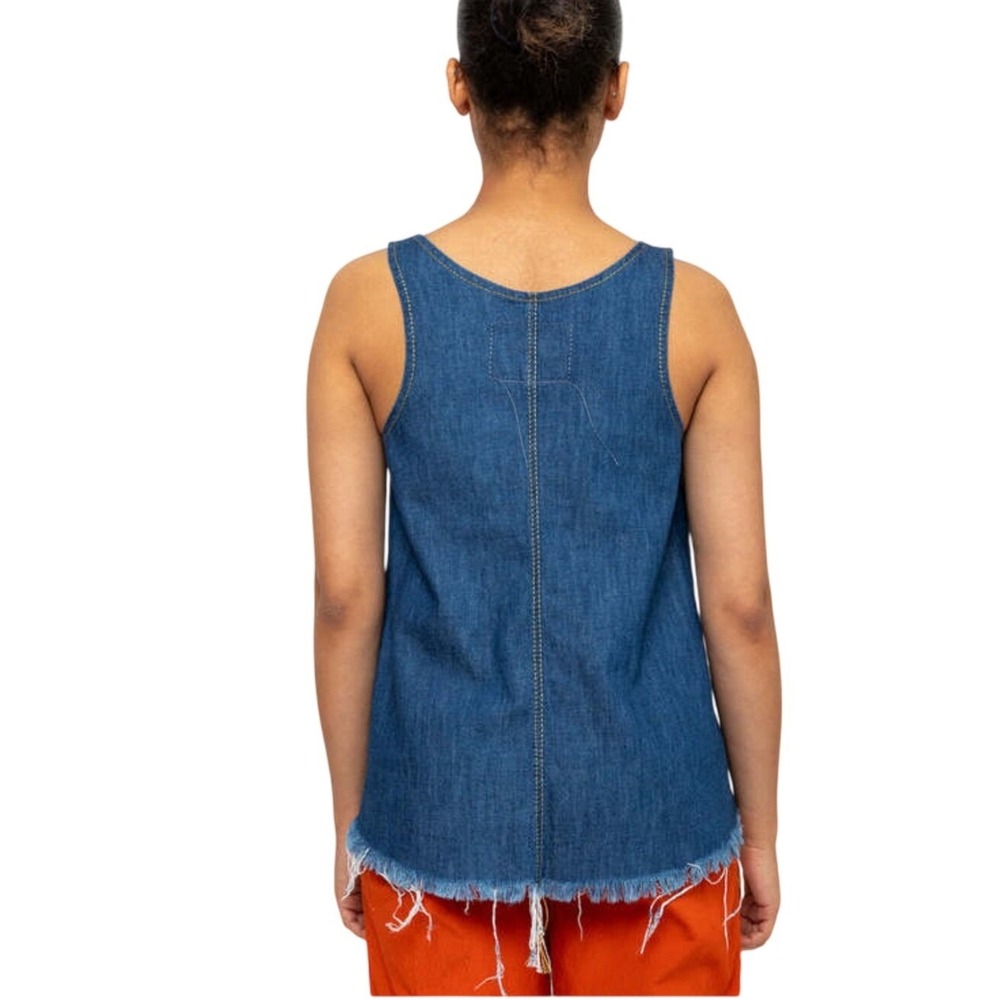 Susanne Bommer Sleeveless Denim Top Frayed Hem Medium 40 - Picture 2 of 8